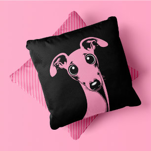 Italian Greyhound Pop Art Pink And Black Cushion