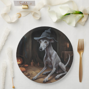 Italian Greyhound Pumpkins Halloween Scary  Paper Plate