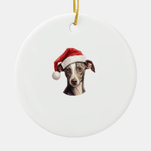 Italian Greyhound Santa Hat Christmas Sweater Pet Ceramic Tree Decoration
