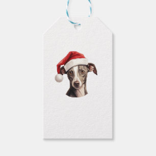 Italian Greyhound Santa Hat Christmas Sweater Pet Gift Tags