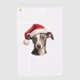 Italian Greyhound Santa Hat Christmas Sweater Pet Golf Towel