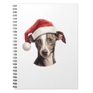 Italian Greyhound Santa Hat Christmas Sweater Pet  Notebook