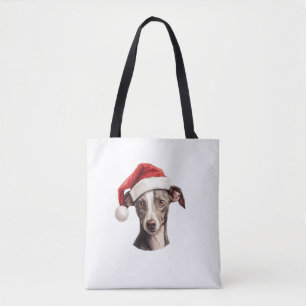 Italian Greyhound Santa Hat Christmas Sweater Pet  Tote Bag