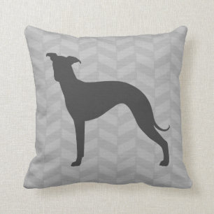 Italian Greyhound Silhouette Iggy Dog Herringbone Cushion