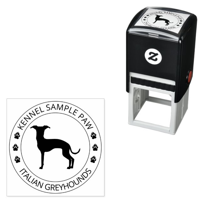 Italian Greyhound Silhouette With Paws And Text Self-inking Stamp (In Situ)