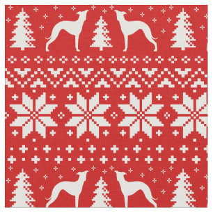 Italian Greyhound Silhouettes Christmas Pattern Fabric