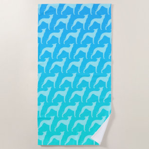 Italian Greyhound Silhouettes Pattern Beach Towel