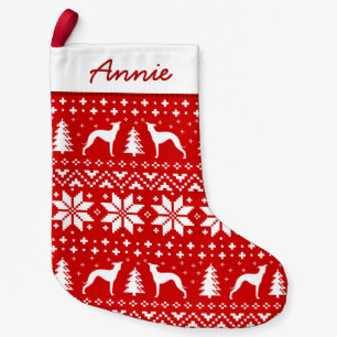 Italian Greyhound Silhouettes Pattern Cute Iggies Small Christmas Stocking