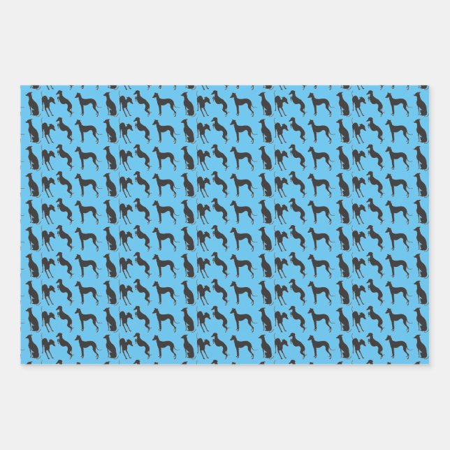 Italian Greyhound Silhouettes Wrapping Paper Sheet (Front)