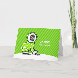 Italian Greyhound Snowsuit Christmas Modern Green Holiday Card