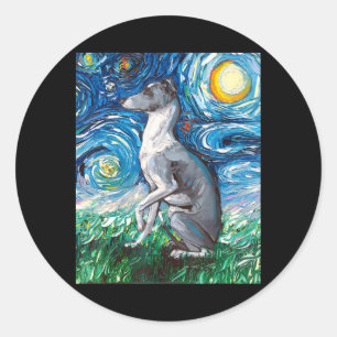 Italian Greyhound Starry Night Whippet Dog Art Classic Round Sticker