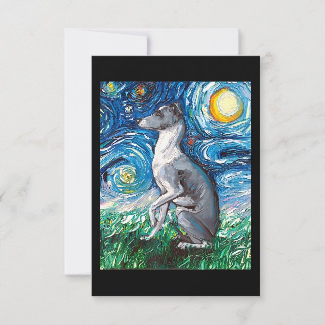 Italian Greyhound Starry Night Whippet Dog Art Thank You Card (Front)