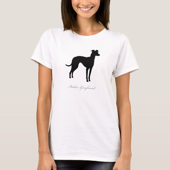 Italian Greyhound T-shirt (black silhouette) (Front)