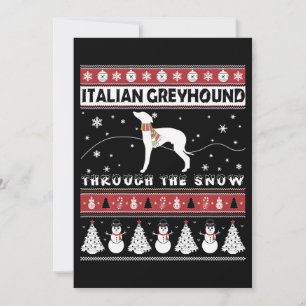 Italian Greyhound Through Snow Cute Christmas Thank You Card