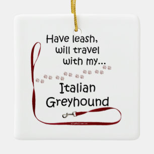 Italian Greyhound Travel Leash - Keychain Ceramic Ornament