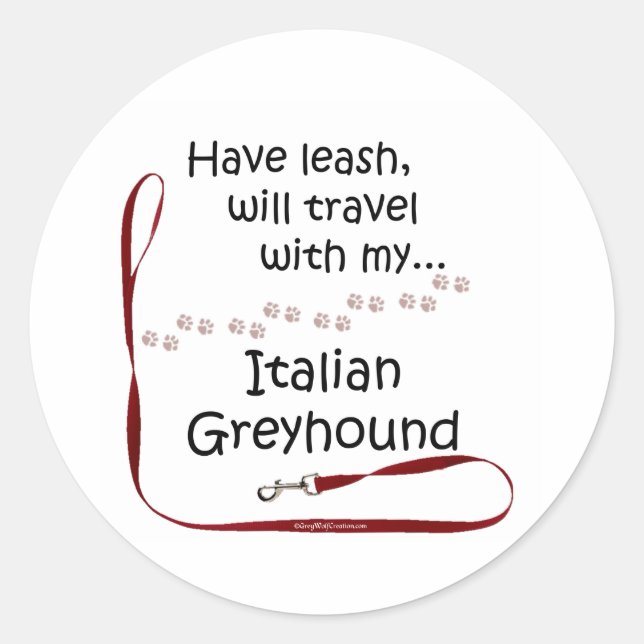 Italian Greyhound Travel Leash - Sticker (Front)