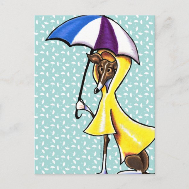 Italian Greyhound Umbrella Crazy Postcard (Front)