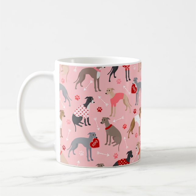 Italian Greyhound Valentine Pattern Coffee Mug (Left)