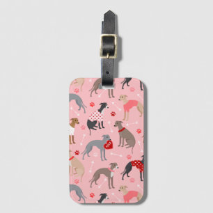 Italian Greyhound Valentine Pattern Luggage Tag