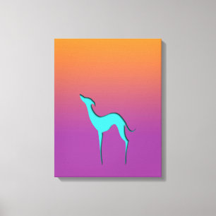 Italian Greyhound Whippet blue silhouette Ombre Canvas Print