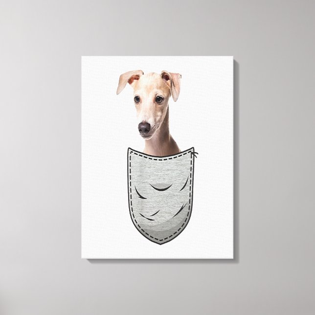 Italian Greyhound Whippet Chest Pocket For Dog Own Canvas Print (Front)