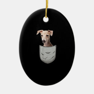 Italian Greyhound Whippet Chest Pocket For Dog Own Ceramic Tree Decoration