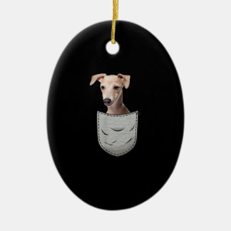 Italian Greyhound Whippet Chest Pocket For Dog Own Ceramic Tree Decoration