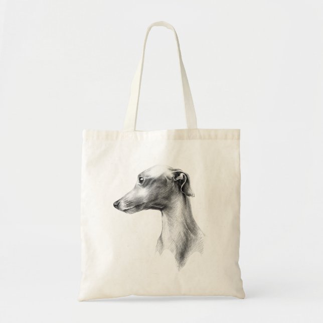 Italian Greyhound Whippet dog portrait drawing art Tote Bag (Front)