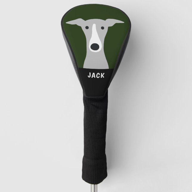 Italian Greyhound Whippet Dog with Custom Name Golf Head Cover (Front)