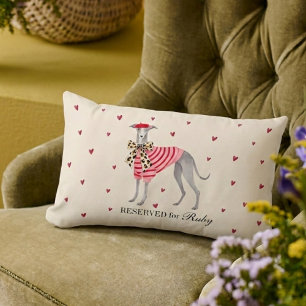 Italian Greyhound Whippet Hearts Cute Dog Pillow