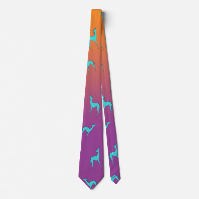 Italian Greyhound Whippet silhouette pattern Ombre Tie (Front)