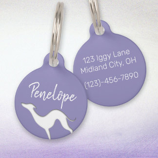 Italian Greyhound Whippet silhouette Personalised Pet Tag