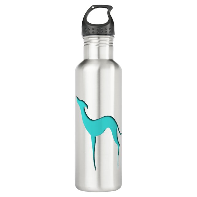 Italian greyhound Whippet turquoise silhouette 710 Ml Water Bottle (Front)