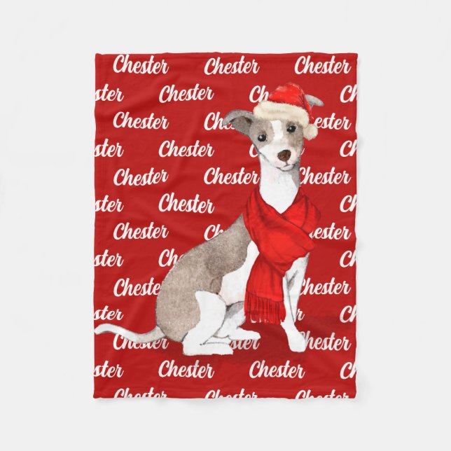 Italian Greyhound with Dog's Name Pet Fleece Blanket (Front)