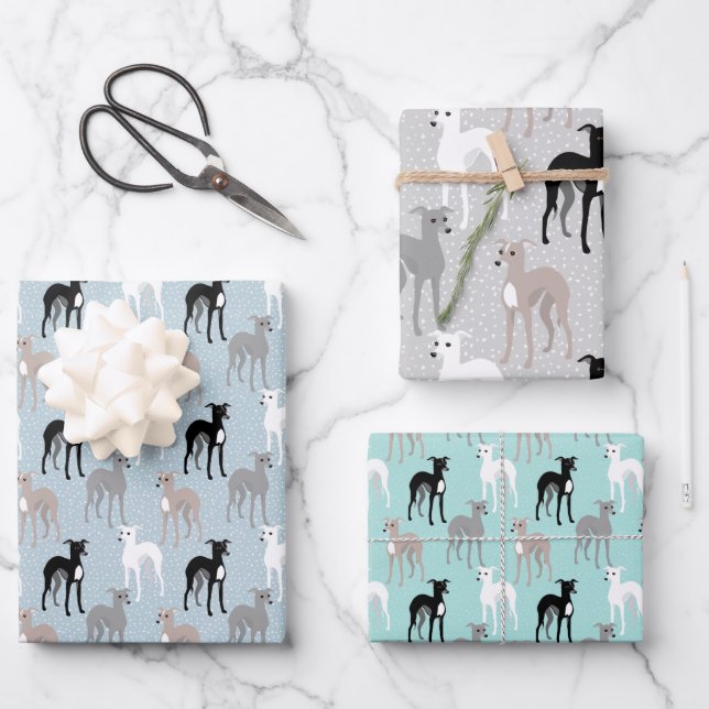 Italian Greyhounds Cute Pattern Wrapping Paper Sheet (Front)