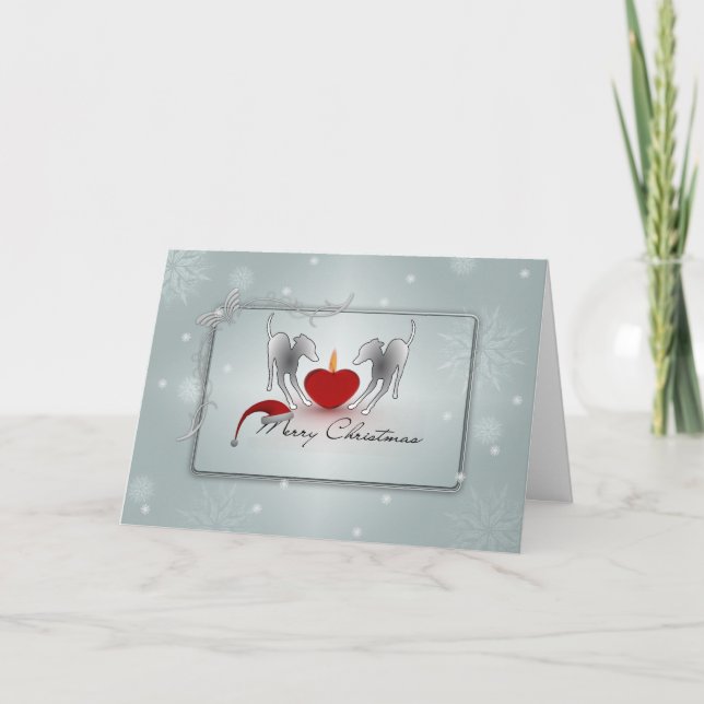 Italian Greyhound's Merry Christmas Note Card (Front)