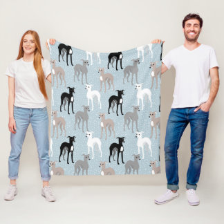 Italian Greyhounds or Whippets Mid-Century Modern Fleece Blanket