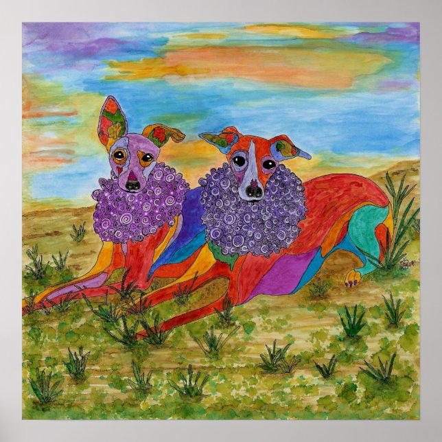 Italian Greyhounds Poster 19" x 13" (Customisable) (Front)