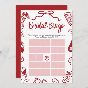 Italian Hand Drawn Amore Bridal Shower Bingo Game Invitation