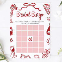 Italian Hand Drawn Amore Bridal Shower Bingo Game