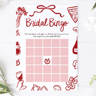 Italian Hand Drawn Amore Bridal Shower Bingo Game Invitation