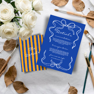 Italian Hand Written Painted Pinstripes Wedding Enclosure Card