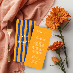 Italian Hand Written Painted Pinstripes Wedding Menu