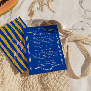 Italian Hand Written Pinstripes Wedding Details Enclosure Card
