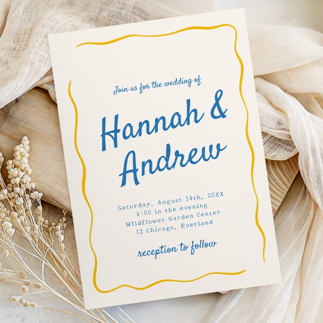 Italian Hand Written Stripes Wedding Invitation (Creator Uploaded)