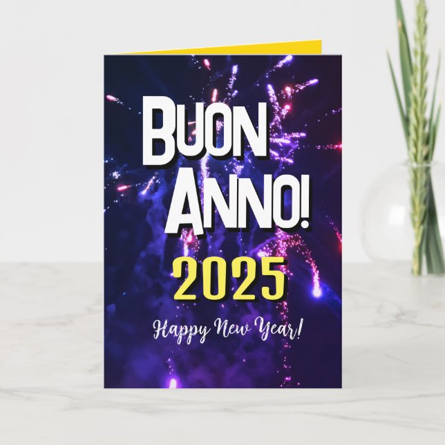 Italian Happy New Year | Auguri di Buon Anno 2025 Holiday Card (Front)