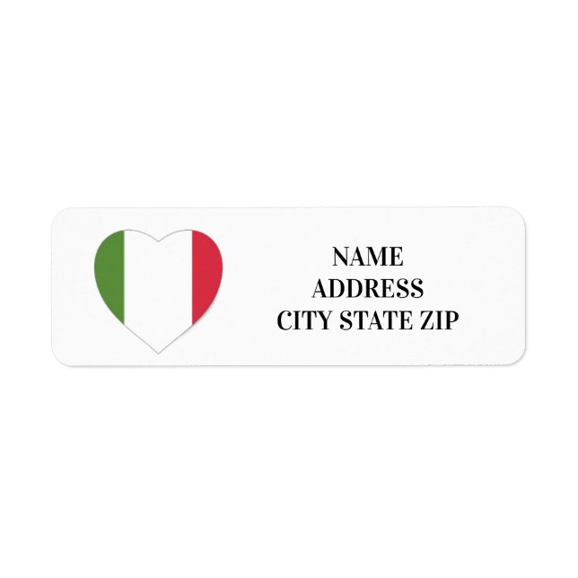 **ITALIAN HEART** RETURN ADDRESS LABEL (Front)