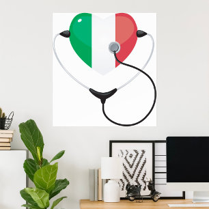 Italian Heart with Stethoscope Healthcare Poster