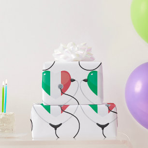 Italian Heart with Stethoscope Healthcare Wrapping Paper