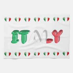 Italian hearts tea towel